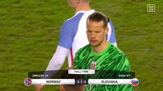 友谊赛-哈兰德失点，挪威主场1-1遭斯洛伐克绝平